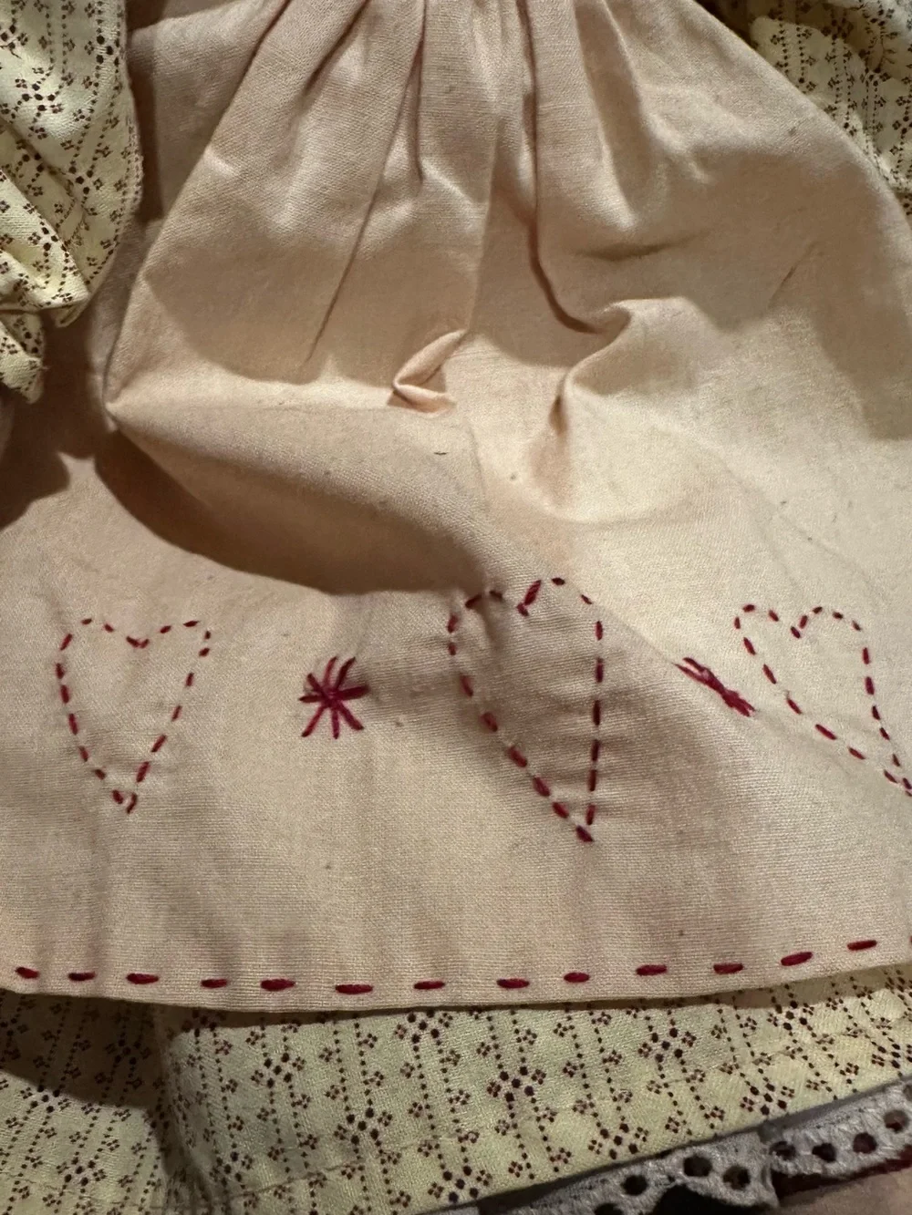 Vintage Tender Heart Treasures Rag Doll with Red Yarn Hair